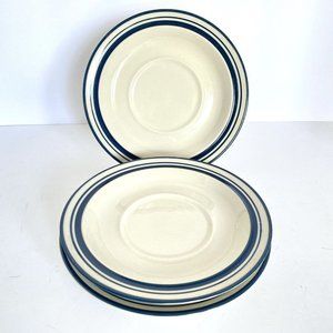 Vintage Baum Bros Blue Stripe Darien Collection Set Of 3 Saucers 6.5”